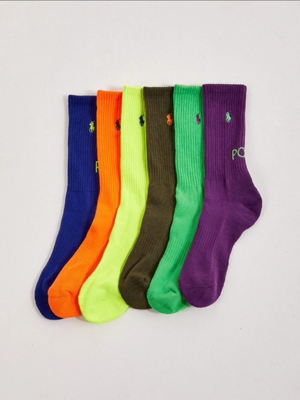 Polo Ralph Lauren Boy's Color Block Cuff Logo & Double Logo Crew Socks 12 Pair